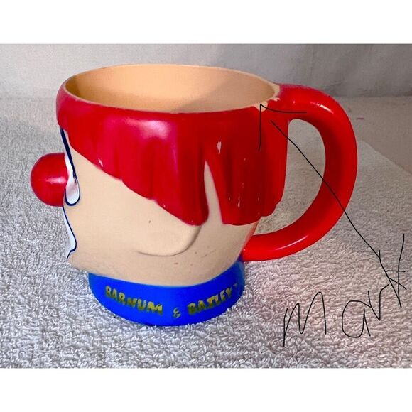 Vintage Circus Clown Red Hair Mug Ringling Bros Plastic - Picture 5 of 10